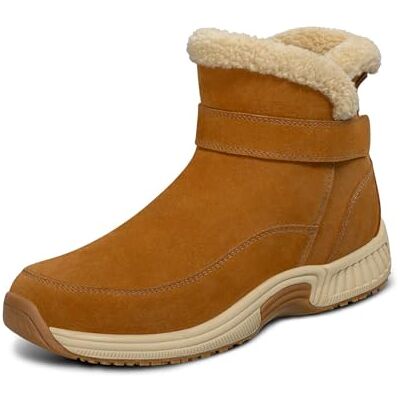 Orthofeet Bliss Orthopädische Damen Winterstiefel Hands-Free Slip-On Schneebooties Mit Kunstfellfutter, Wasserabweisendem Veloursleder, Verstellbarem Riemen & Fußgewölbestütze Orthofeet Bliss Orthopädische Damen Winterstiefel Hands-Free Slip-On Schneebooties Mit Kunstfellfutter, Wasserabweisendem Veloursleder, Verstellbarem Riemen & Fußgewölbestütze