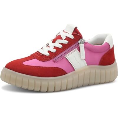 Tamaris Comfort Damen Sneaker flach mit Chunky-Sohle Low Top, Mehrfarbig (Red/Fuchsia), 38 EU Tamaris Comfort Damen Sneaker flach mit Chunky-Sohle Low Top, Mehrfarbig (Red/Fuchsia), 38 EU