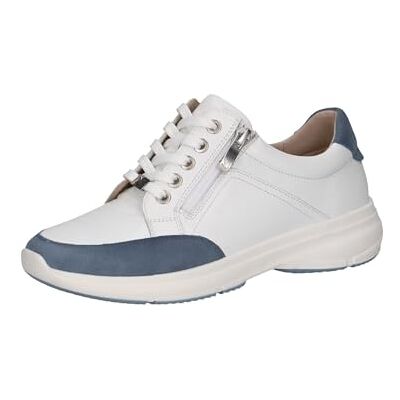 CAPRICE Damen Sneaker flach aus Leder mit Reißverschluss, Blau (White/Lt.Blue), 42 EU CAPRICE Damen Sneaker flach aus Leder mit Reißverschluss, Blau (White/Lt.Blue), 42 EU