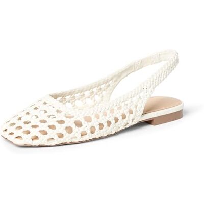The Drop Damen Palma Woven Slingback Flat, Ivory Woven, 11 The Drop Damen Palma Woven Slingback Flat, Ivory Woven, 11