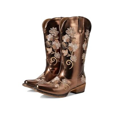 ROPER Damen Riley Cowboystiefel mit Blumenstickerei, Snip Toe Mode-Stiefel, braun, 36 EU ROPER Damen Riley Cowboystiefel mit Blumenstickerei, Snip Toe Mode-Stiefel, braun, 36 EU