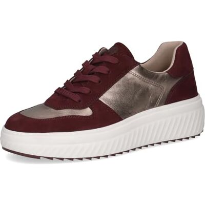 CAPRICE Damen Sneaker flach aus Leder Plateau, Rot (Bordeaux/Rose), 40 EU CAPRICE Damen Sneaker flach aus Leder Plateau, Rot (Bordeaux/Rose), 40 EU
