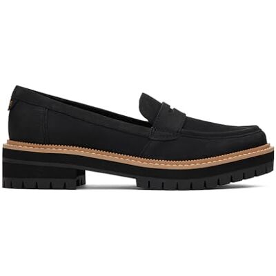 TOMS Women's Cara Loafer, Black/Black Leather, 37 EU TOMS Women's Cara Loafer, Black/Black Leather, 37 EU