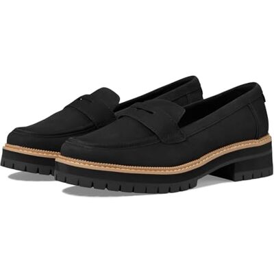 TOMS Women's Cara Loafer, Black/Black Leather, 36 EU TOMS Women's Cara Loafer, Black/Black Leather, 36 EU
