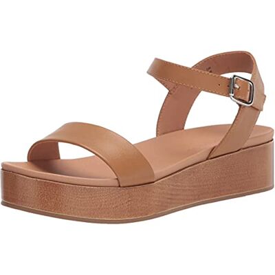 Amazon Damen Flache Sandale mit zwei Bändern, Cognac, 35.5 EU Amazon Damen Flache Sandale mit zwei Bändern, Cognac, 35.5 EU