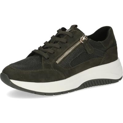CAPRICE Damen Sneaker flach aus Leder Plateau, Grün (Khaki Comb), 39 EU CAPRICE Damen Sneaker flach aus Leder Plateau, Grün (Khaki Comb), 39 EU