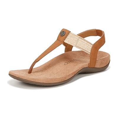 Vionic Damen Brea Flat Sandal, Camel Brown Leather, 36.5 EU Weit Vionic Damen Brea Flat Sandal, Camel Brown Leather, 36.5 EU Weit