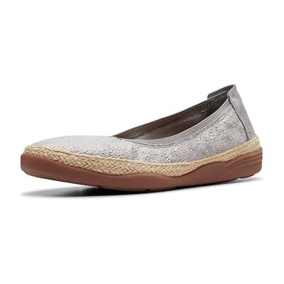 Clarks Damen Elaina Rae Ballerinas, Zinn-Metallic-Textil, 39.5 EU Clarks Damen Elaina Rae Ballerinas, Zinn-Metallic-Textil, 39.5 EU