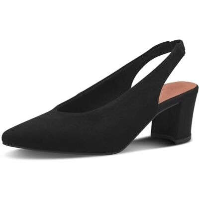 MARCO TOZZI Damen Slingpumps aus Leder mit Blockabsatz, Schwarz (Schwarz), 40 EU MARCO TOZZI Damen Slingpumps aus Leder mit Blockabsatz, Schwarz (Schwarz), 40 EU