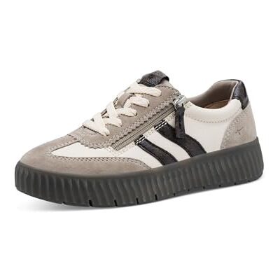 Tamaris Damen Wide FIT Sneaker flach mit Reißverschluss Freizeit, Grau (Lt Grey), 37 EU Tamaris Damen Wide FIT Sneaker flach mit Reißverschluss Freizeit, Grau (Lt Grey), 37 EU