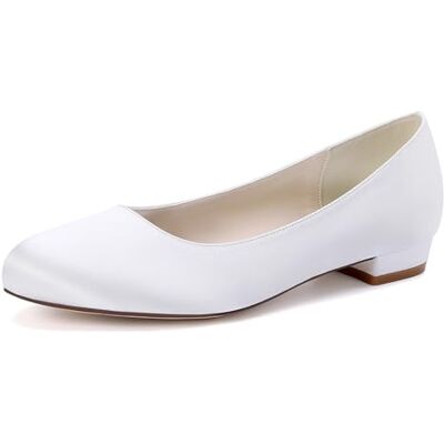 HFWXYSA Runde Zehenpartie, Satin, Flache Hochzeitsschuhe für Braut, Bequeme Brautschuhe, Flache Schuhe, Abschlussball, Abendparty, Kleid, Pumps für Damen HFWXYSA Runde Zehenpartie, Satin, Flache Hochzeitsschuhe für Braut, Bequeme Brautschuhe, Flache Schuhe, Abschlussball, Abendparty, Kleid, Pumps für Damen