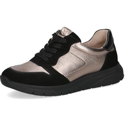 CAPRICE Damen Sneaker flach aus Leder mit Schnürsenkeln, Schwarz (Black Comb), 37 EU CAPRICE Damen Sneaker flach aus Leder mit Schnürsenkeln, Schwarz (Black Comb), 37 EU