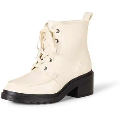Amazon Damen Moc-Toe-Stiefel, Ecru Kunstleder, 39.5 EU Amazon Damen Moc-Toe-Stiefel, Ecru Kunstleder, 39.5 EU