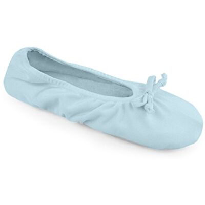 MUK LUKS Damen Stretch Satin Ballerina Slipper, blau, Medium MUK LUKS Damen Stretch Satin Ballerina Slipper, blau, Medium
