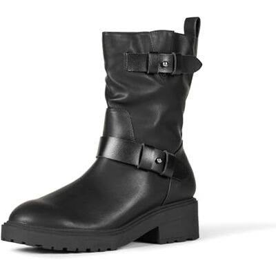 Amazon Damen Halbhohe Bikerstiefel, Schwarz, 36 EU Amazon Damen Halbhohe Bikerstiefel, Schwarz, 36 EU