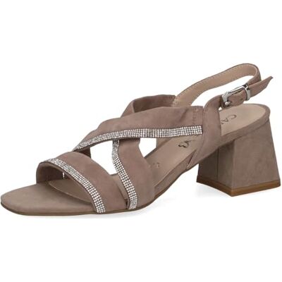 CAPRICE Damen Sandalen mit Absatz mit Strasssteinen mit Riemchen, Braun (Mud Comb), 37 EU CAPRICE Damen Sandalen mit Absatz mit Strasssteinen mit Riemchen, Braun (Mud Comb), 37 EU