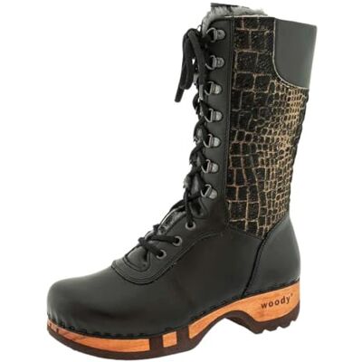 woody Damen Rosanna Fell Clog Stiefel, Schwarz-Cocco Gold, Größe 37 woody Damen Rosanna Fell Clog Stiefel, Schwarz-Cocco Gold, Größe 37