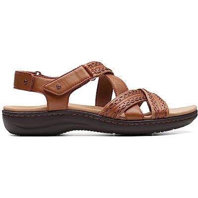 Clarks Laurieann Rena Flache Sandale für Damen, Tan Combi, 7 Wide Clarks Laurieann Rena Flache Sandale für Damen, Tan Combi, 7 Wide