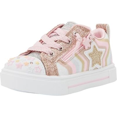 Skechers Twinkle Sparks Cosmic Burst Sneaker für Mädchen, Rotgoldener Synthetikbesatz, 4 UK Child Skechers Twinkle Sparks Cosmic Burst Sneaker für Mädchen, Rotgoldener Synthetikbesatz, 4 UK Child