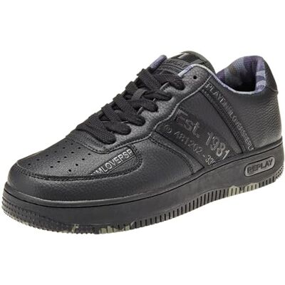 Replay Herren Cupsole Sneaker mit Schnürung, Black Black 562 (Schwarz), 45 Replay Herren Cupsole Sneaker mit Schnürung, Black Black 562 (Schwarz), 45