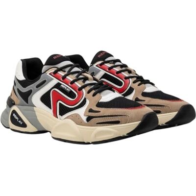 Replay Herren Sneaker mit Schnürung, Beige Black Red 3323 (Mehrfarbig), 40 Replay Herren Sneaker mit Schnürung, Beige Black Red 3323 (Mehrfarbig), 40