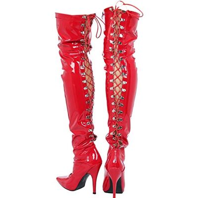 Gizelle Damen Schnürstiefeletten auf der Rückseite Overknee-Stiefel, rotes Leder, 44 EU Gizelle Damen Schnürstiefeletten auf der Rückseite Overknee-Stiefel, rotes Leder, 44 EU