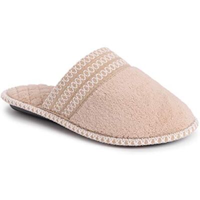 MUK LUKS Damen Cathy Micro Chenille Hausschuhe, Gänseblümchen, Weiß, Braun (Honigweizen), Medium MUK LUKS Damen Cathy Micro Chenille Hausschuhe, Gänseblümchen, Weiß, Braun (Honigweizen), Medium