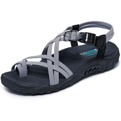 Skechers Damen Toe Thong Sandal Sportsandale, Schwarz/Weiß, 39 EU Skechers Damen Toe Thong Sandal Sportsandale, Schwarz/Weiß, 39 EU