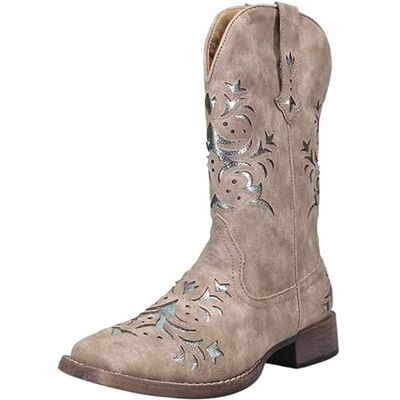 ROPER Kennedy Westernstiefel für Damen, 26,4 cm Schaft, Vintage-Cowgirl-Stiefel, quadratischer Zehenbereich, Cowboystiefel für Damen, flexible Laufsohle und gepolsterte Innensohle, GRAU, 40 EU ROPER Kennedy Westernstiefel für Damen, 26,4 cm Schaft, Vintage-Cowgirl-Stiefel, quadratischer Zehenbereich, Cowboystiefel für Damen, flexible Laufsohle und gepolsterte Innensohle, GRAU, 40 EU