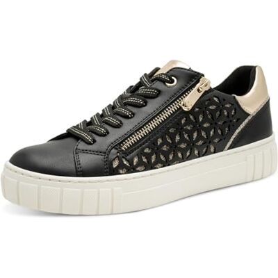 MARCO TOZZI Damen Sneaker weiches Feel Me Wechselfußbett weiches Innenfutter Vegan Modern, schwarz (Black/Gold), 41 EU MARCO TOZZI Damen Sneaker weiches Feel Me Wechselfußbett weiches Innenfutter Vegan Modern, schwarz (Black/Gold), 41 EU