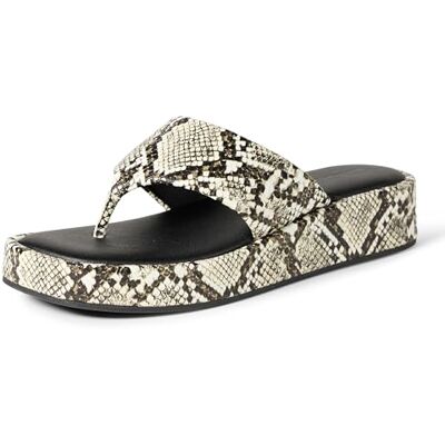 Amazon Damen Flatform-Zehensandalen, Graues Schlangenlederimitat, 40 EU Amazon Damen Flatform-Zehensandalen, Graues Schlangenlederimitat, 40 EU
