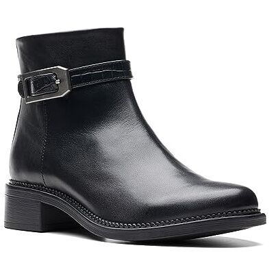 Clarks Maye Grace Fashion Boot für Damen, Schwarz Leder, 7 Clarks Maye Grace Fashion Boot für Damen, Schwarz Leder, 7
