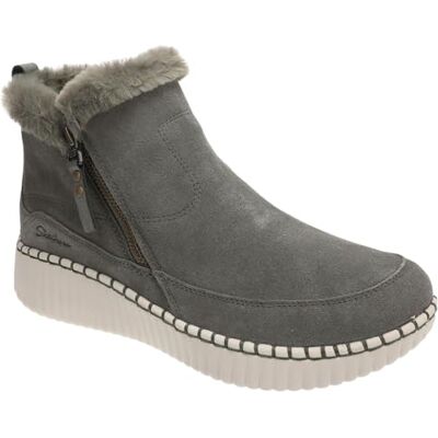 Skechers Damen Wilshire BLVD Fresh Zip Turnschuhe, Olive Suede Faux Fur, 40 EU Skechers Damen Wilshire BLVD Fresh Zip Turnschuhe, Olive Suede Faux Fur, 40 EU