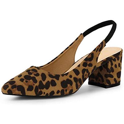 Allegra K Pumps mit spitzer Zehenpartie und Blockabsatz für Damen Slingback-Heels Leopard 39 Allegra K Pumps mit spitzer Zehenpartie und Blockabsatz für Damen Slingback-Heels Leopard 39