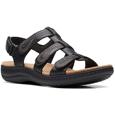 Clarks Laurieann Vine Damen-Sandalen, Schwarz Leder, 6.5 Wide Clarks Laurieann Vine Damen-Sandalen, Schwarz Leder, 6.5 Wide