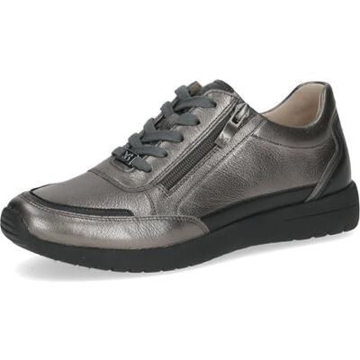 CAPRICE Damen Sneaker flach aus Leder mit Reißverschluss, Silber (Dk Grey Metal.), 40 EU CAPRICE Damen Sneaker flach aus Leder mit Reißverschluss, Silber (Dk Grey Metal.), 40 EU