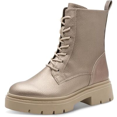 MARCO TOZZI Damen Stiefeletten zum Schnüren mit Reißverschluss Vegan, Gold (Platinum), 37 EU MARCO TOZZI Damen Stiefeletten zum Schnüren mit Reißverschluss Vegan, Gold (Platinum), 37 EU