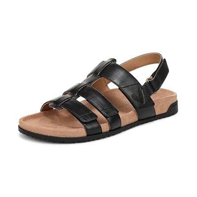 Vionic Damen Eureka Flache Sandals, Schwarz Leder, Mittel, EU 37 Vionic Damen Eureka Flache Sandals, Schwarz Leder, Mittel, EU 37