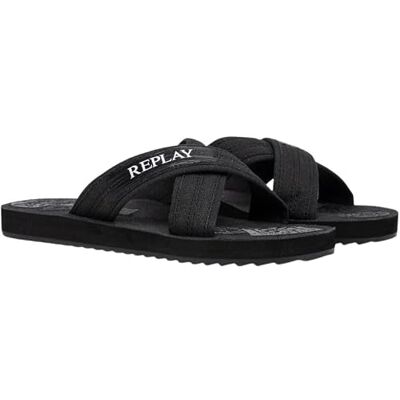 Replay Herren Badeschuhe Überkreuzte Riemen, Black 003 (Schwarz), 40 Replay Herren Badeschuhe Überkreuzte Riemen, Black 003 (Schwarz), 40