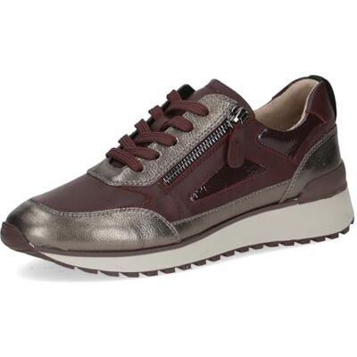 CAPRICE Damen Sneaker flach aus Leder mit Wechselfußbett, Rot (Bordeaux Comb), 38 EU CAPRICE Damen Sneaker flach aus Leder mit Wechselfußbett, Rot (Bordeaux Comb), 38 EU