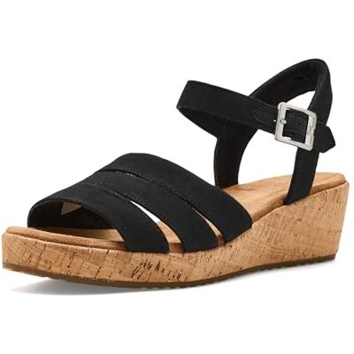 TOMS Damen Julia Keilsandalen, Schwarz Slubby Woven, 36 EU TOMS Damen Julia Keilsandalen, Schwarz Slubby Woven, 36 EU