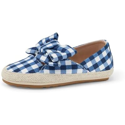 Amazon x Sofia Grainge Mädchen Espadrilles aus Baumwolle und Jute mit Schleife, Marineblaues Gingham, 34 EU Amazon x Sofia Grainge Mädchen Espadrilles aus Baumwolle und Jute mit Schleife, Marineblaues Gingham, 34 EU