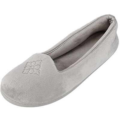 Dearfoams Damen Rebecca Microfiber Velour Closed Back Slipper, Zinn-Velours Dearfoams Damen Rebecca Microfiber Velour Closed Back Slipper, Zinn-Velours