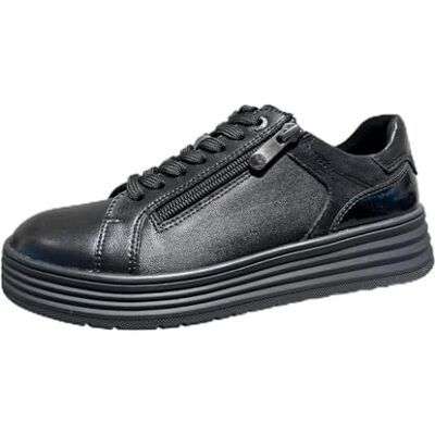 MARCO TOZZI Damen Plateau Sneaker mit Lederanteil Wechselfußbett, Schwarz (Black Comb), 41 EU MARCO TOZZI Damen Plateau Sneaker mit Lederanteil Wechselfußbett, Schwarz (Black Comb), 41 EU