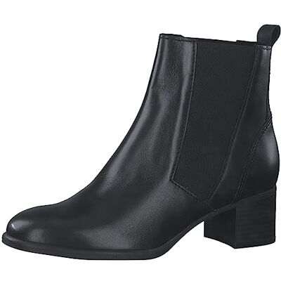 MARCO TOZZI Damen Chelsea Boots aus Leder mit Absatz, Schwarz (Black), 39 MARCO TOZZI Damen Chelsea Boots aus Leder mit Absatz, Schwarz (Black), 39