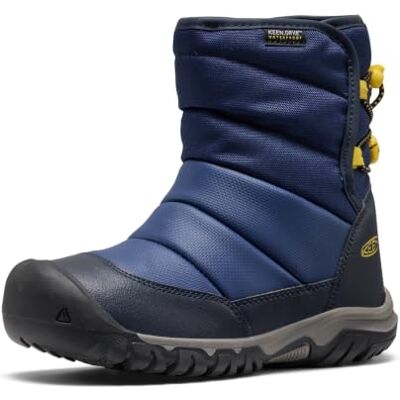 KEEN Unisex-Kinder Puffrider wasserdichte Schneestiefel, Naval Academy/Mango Mint, Größe 1 KEEN Unisex-Kinder Puffrider wasserdichte Schneestiefel, Naval Academy/Mango Mint, Größe 1