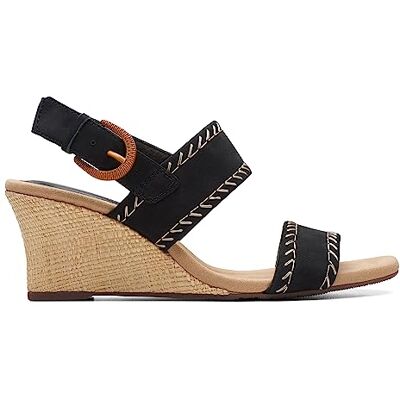 Clarks Damen Kyarra Rose Keilsandale, Schwarz Nubuk, 37 EU Clarks Damen Kyarra Rose Keilsandale, Schwarz Nubuk, 37 EU
