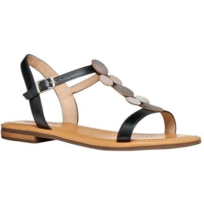Geox Damen D Sozy S E Flat Sandal, Black/Gun, 37.5 EU Geox Damen D Sozy S E Flat Sandal, Black/Gun, 37.5 EU