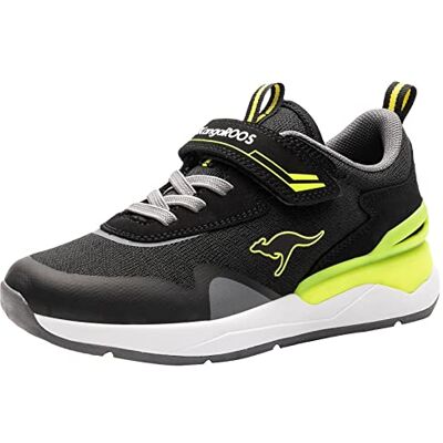 KangaROOS Unisex-Kinder KD-Gym EV Sneaker, Jet Black/Neon Yellow 5062, 28 EU KangaROOS Unisex-Kinder KD-Gym EV Sneaker, Jet Black/Neon Yellow 5062, 28 EU