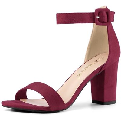 Allegra K Damen High Chunky Heel Schnalle Knöchelriemen Sandalen Burgundy 41 Allegra K Damen High Chunky Heel Schnalle Knöchelriemen Sandalen Burgundy 41